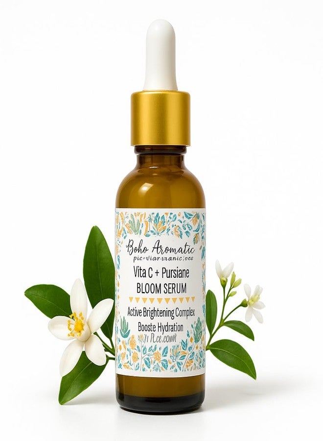 Boho Aromatic Vita C + Purslane BLOOM Serum – Brightening Vitamin C Face Serum with Purslane, Antioxidant & Hydrating Formula for Radiant Skin – Vegan & Cruelty-Free - Image 1